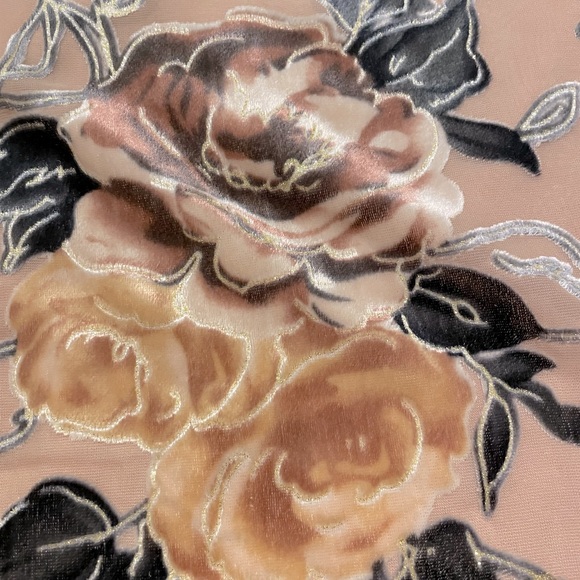 Dusty Rose Velvet Floral Dress, Large - Picture 4 of 6